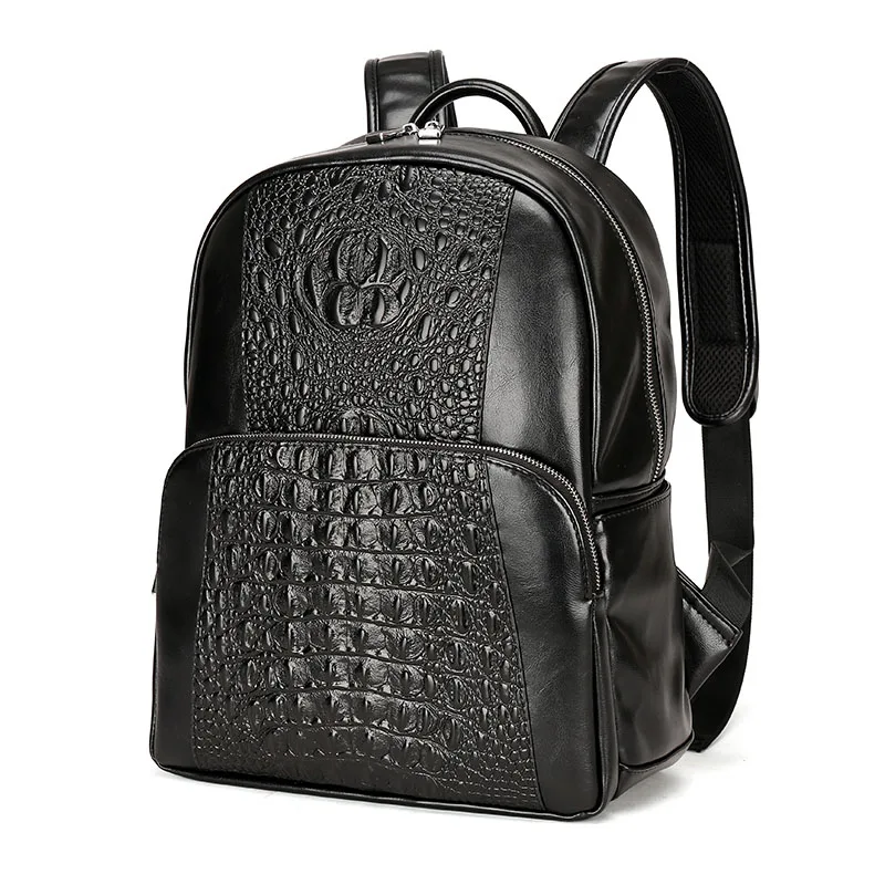 black FEIDIKABOLO, модный мужской рюкзак из искусственной кожи крокодила, мужские кожаные рюкзаки, высокое качество, Студенческая сумка, мужской рюкзак, рюкзак mochila - Цвет: black