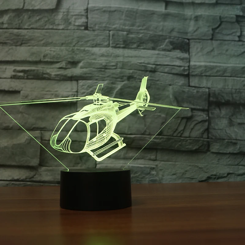3D ночник Helicopt с сенсорной кнопкой светодиодный светильник для самолета