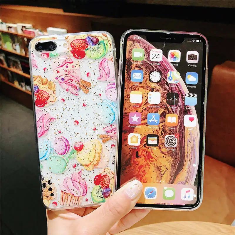 Блестящий Золотой фольга эпоксидный киви фруктовый чехол для Apple iPhone XR X 6 6S 7 8 Plus XS