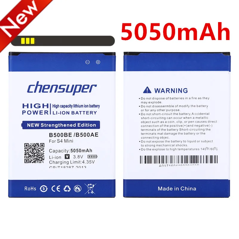 chensuper Original Replacement Battery B500BE B500AE For Samsung GALAXY S4 Mini I9190 I9192 I9195 I9198 S4Mini 5050mAh | Мобильные