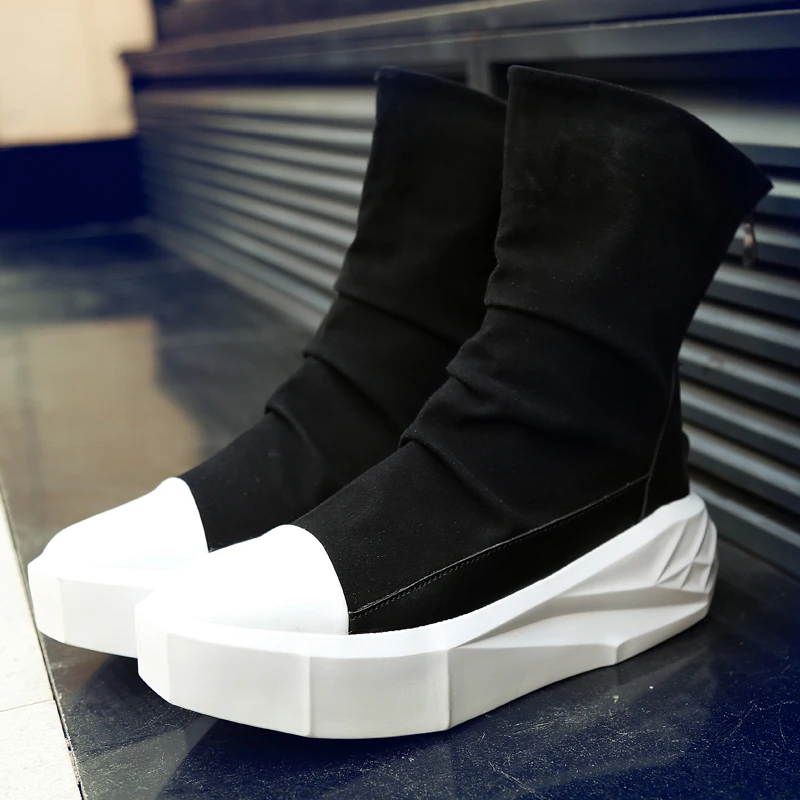 men High top Latest Version cool Mens Casual Shoes male motorcycle boots hip hop designer brand height increase owens botas | Обувь