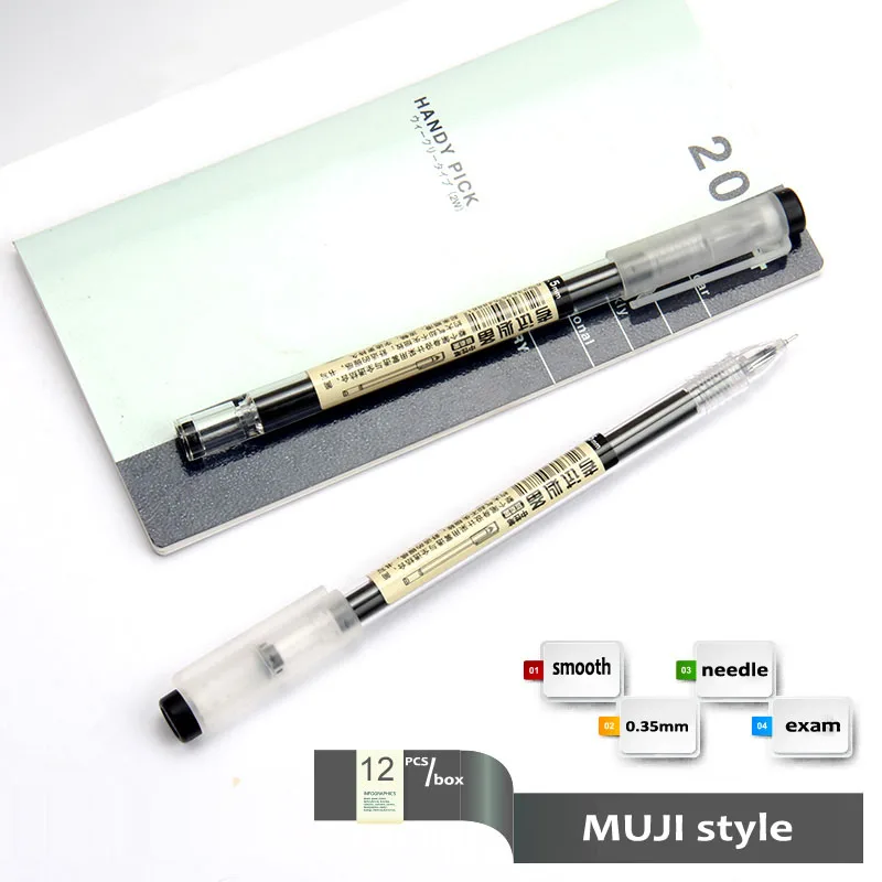 12 шт./компл. MUJI Стиль японский гелевая ручка 0,35 мм цвет: черный, синий красные чернила Maker ручка школьные канцелярские студенческий экзамен написания школьных