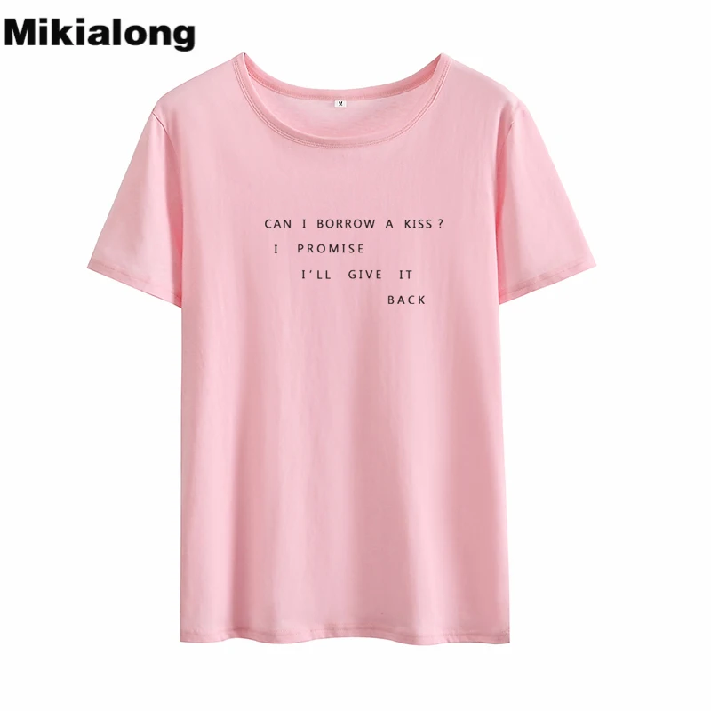 Mikialong могу ли я оплатить Забавные футболки с поцелуем женские летние