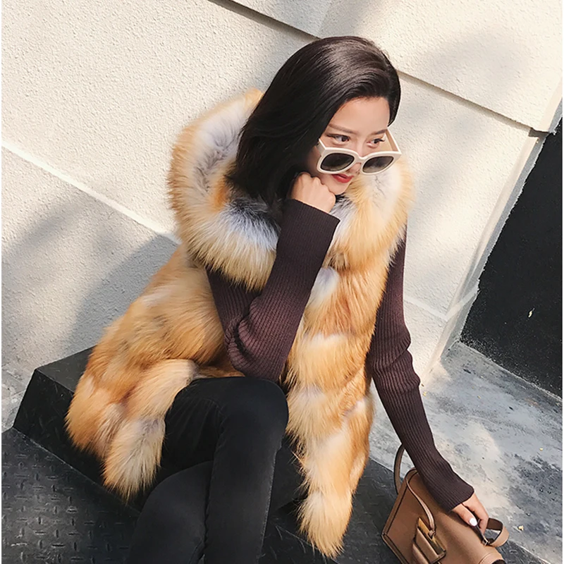 New Fox Fur Leather Fur Coat Ladies Single-Breasted Slim Warm Jacket Leather Grass Short Paragraph Fur Coat Temperament Wild05