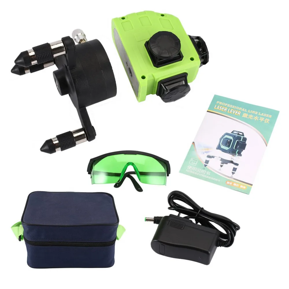 12-line green level 3D laser wall meter waterproof drop-proof dustproof automatic line high-precision | Инструменты