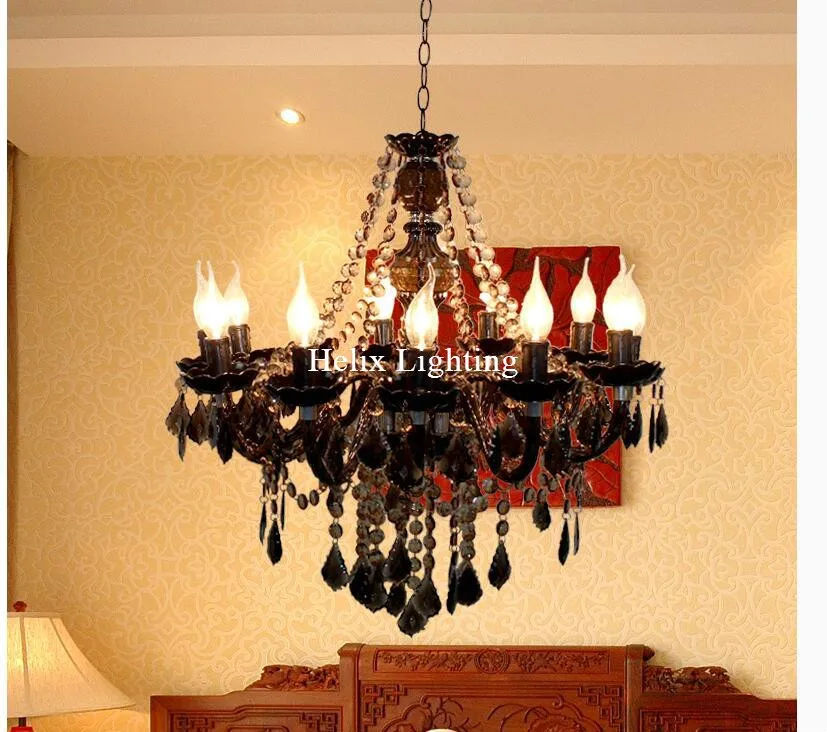 Новое поступление Прозрачная черная люстра для гостиной свеча лампы роскошные