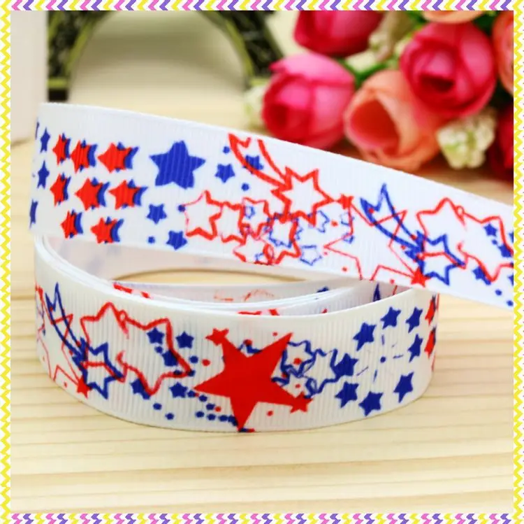 

7/8inch Free Shipping 4th July Printed Grosgrain Ribbon Material Headwear Party Decoration Diy Wholesale OEM 22mm P4149