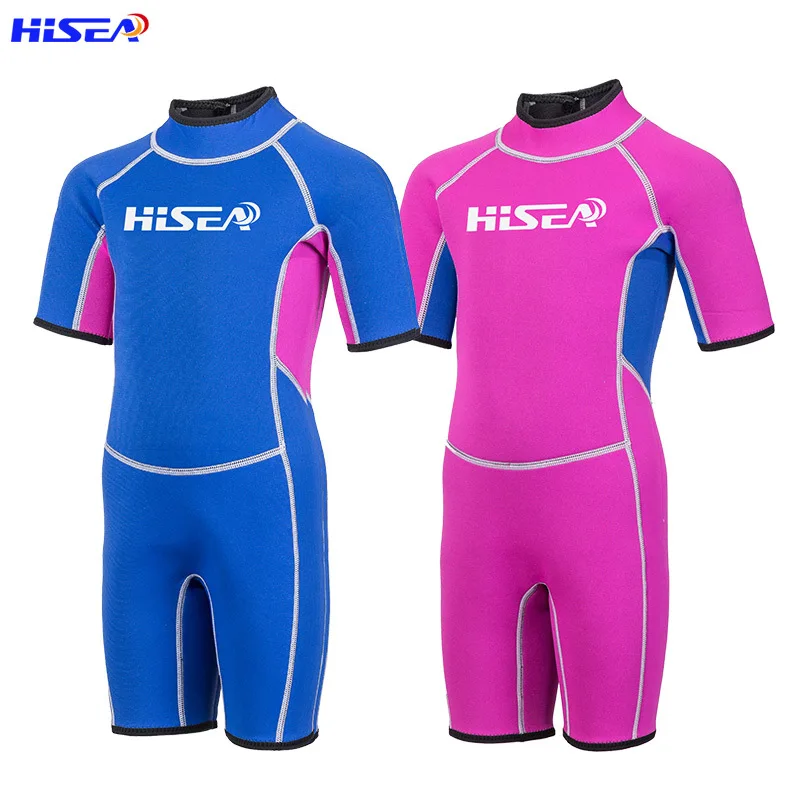 

HISEA 2.5MM Neoprene Wetsuits Kids One-piece Swim Wears Diving Suits Short Sleeves Boys Girls Surfing Children Rash Guards