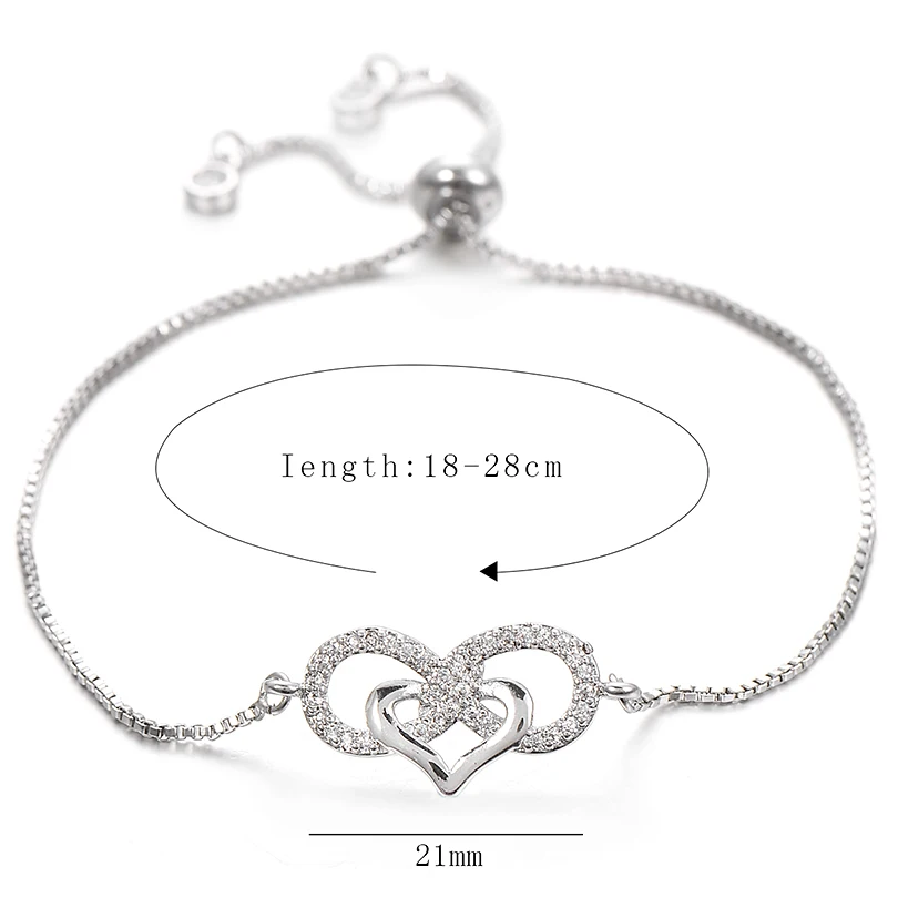 Браслет Pipitree Love Heart Infinity для влюбленных женский медный регулируемый браслет с