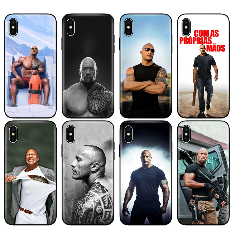 Черный чехол из тпу для iphone 5 6 6s 7 8 plus x 10 XR XS 11 pro MAX Rock Dwayne Johnson|Бамперы| |