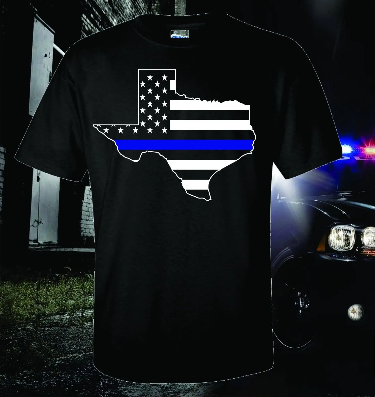 

2019 _ 100% хлопок Техасская тонкая футболка с синим флагом полиции Далласа правоохранительные органы США патриотическая футболка