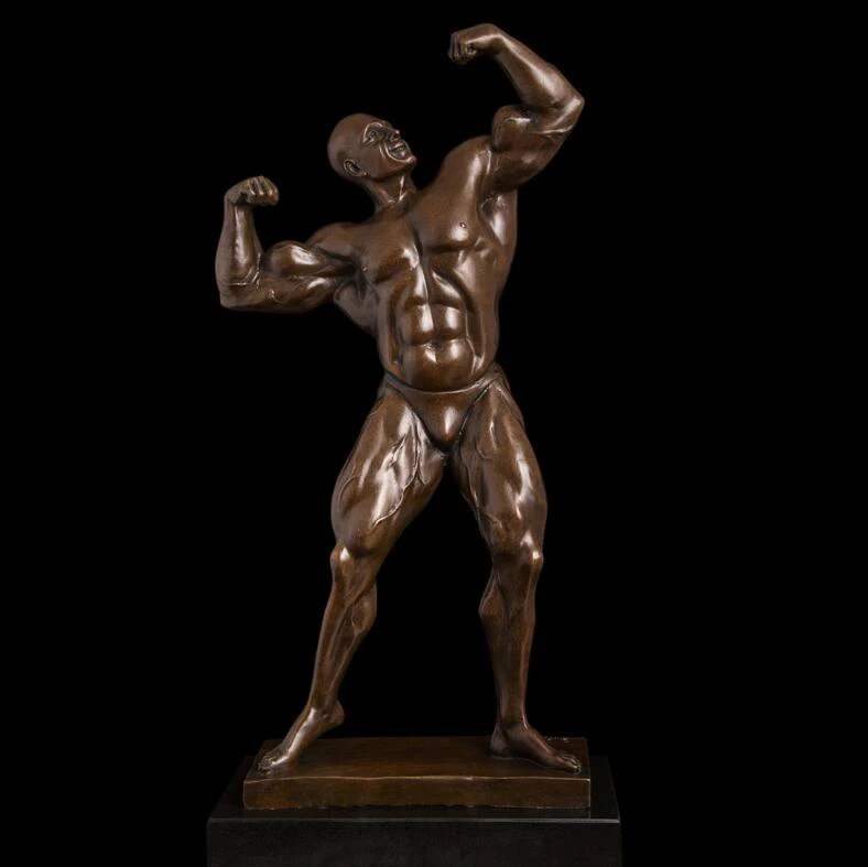 49 CM Western Art Deco Pure Bronze Statue Marble Strong Muscular Handsome Man Sculpture | Дом и сад