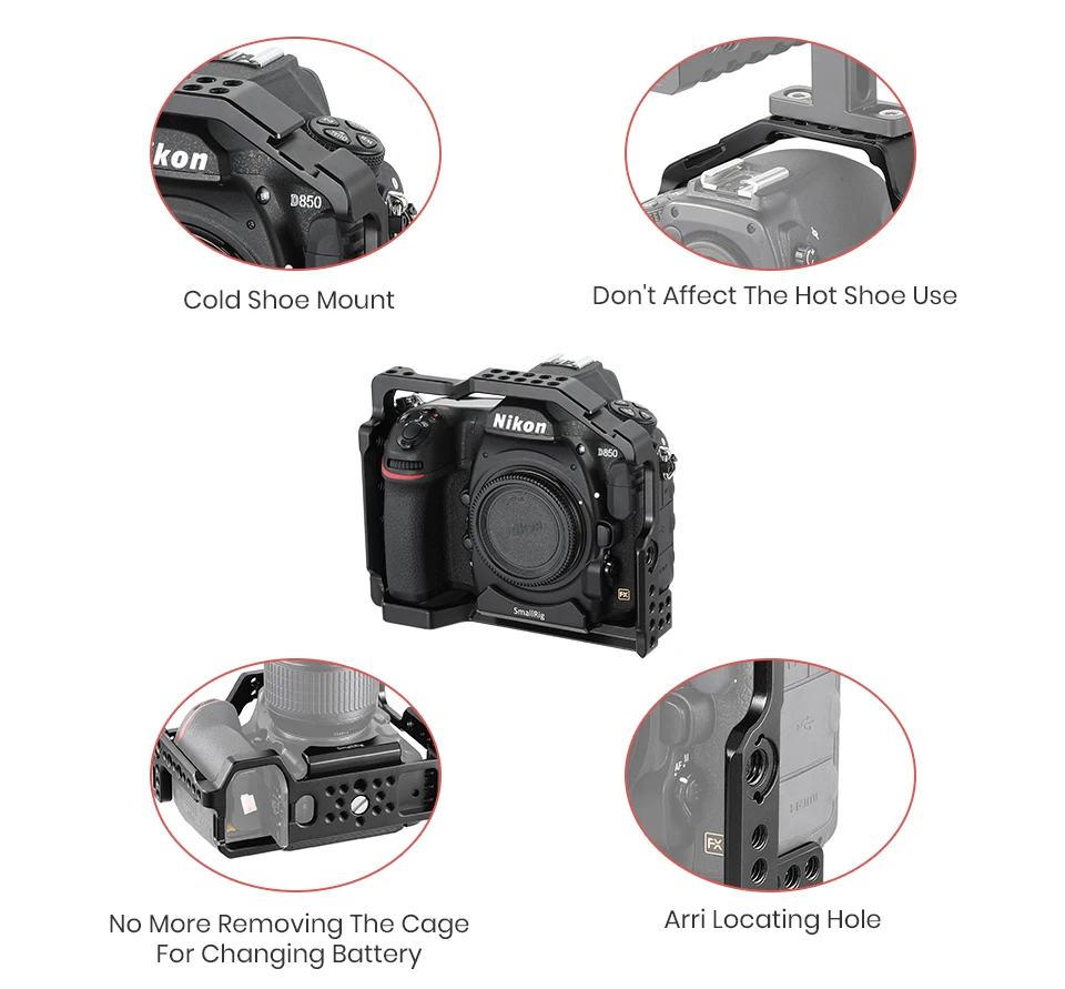 SmallRig для Nikon D850 облегающая клетка со встроенной Arca Swiss QR пластиной и NATO Rail 2129