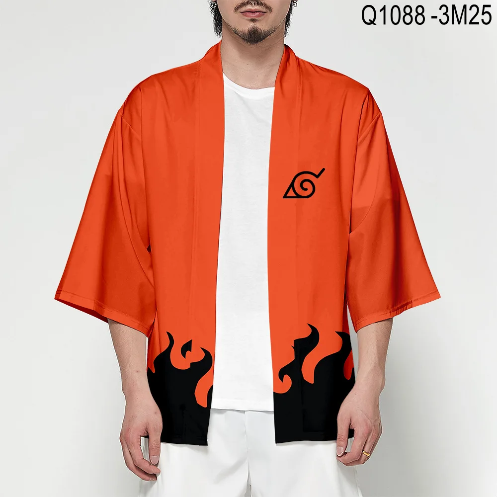Аниме Наруто йондайме Hokage японское кимоно для мужчин кардиган рубашка блузка юката для мужчин хаори Obi одежда Самурай Косплей Костюм - Цвет: B1