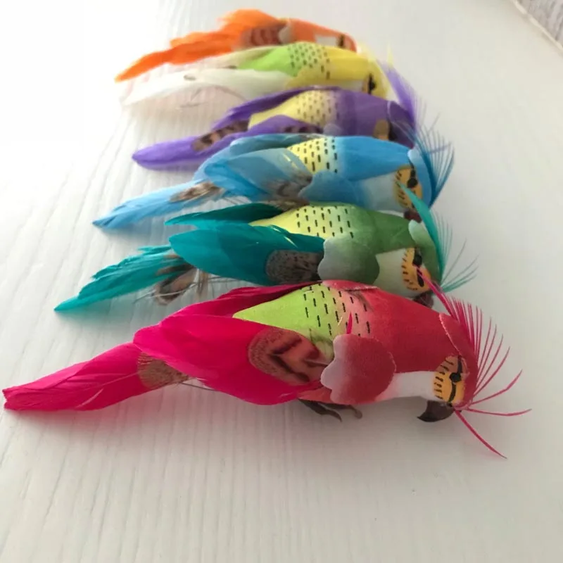 Clip Color random 12*4*2,5 см, 2 шт Поддельные декоративные попугай искусственные пенные Перья Мини Птица, птицы домашний декор, DIY украшения для свадьбы, Рождества - Цвет: Clip Color random