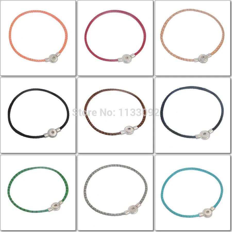 

12pcs/lot New Snake Pu leather snap button necklace pendant jewelry diy snap charm button pendant Magnetic Clasp necklace