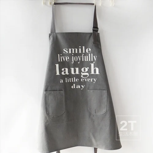 Хлопковый кухонный фартук без рукавов серый с рисунком улыбки для мужчин и