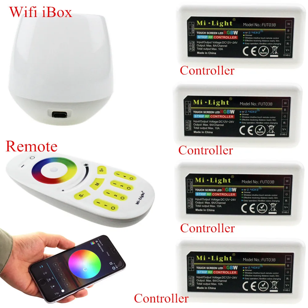 MiLight 2 4G 4 зонный WIFI светодиодный контроллер iBox + RF сенсорный пульт RGB RGBW для