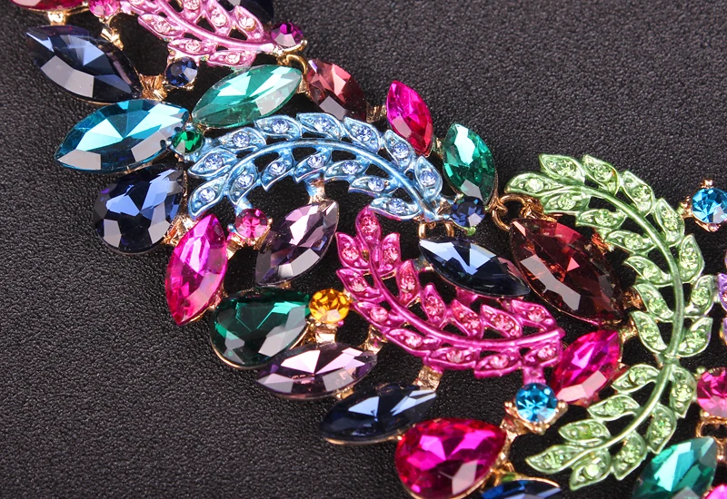 Fashion Indian Bridal Leaf Jewelry Sets Wedding Party Costume Necklace Earrings crystal set of jewellery for Brides Women | Украшения и