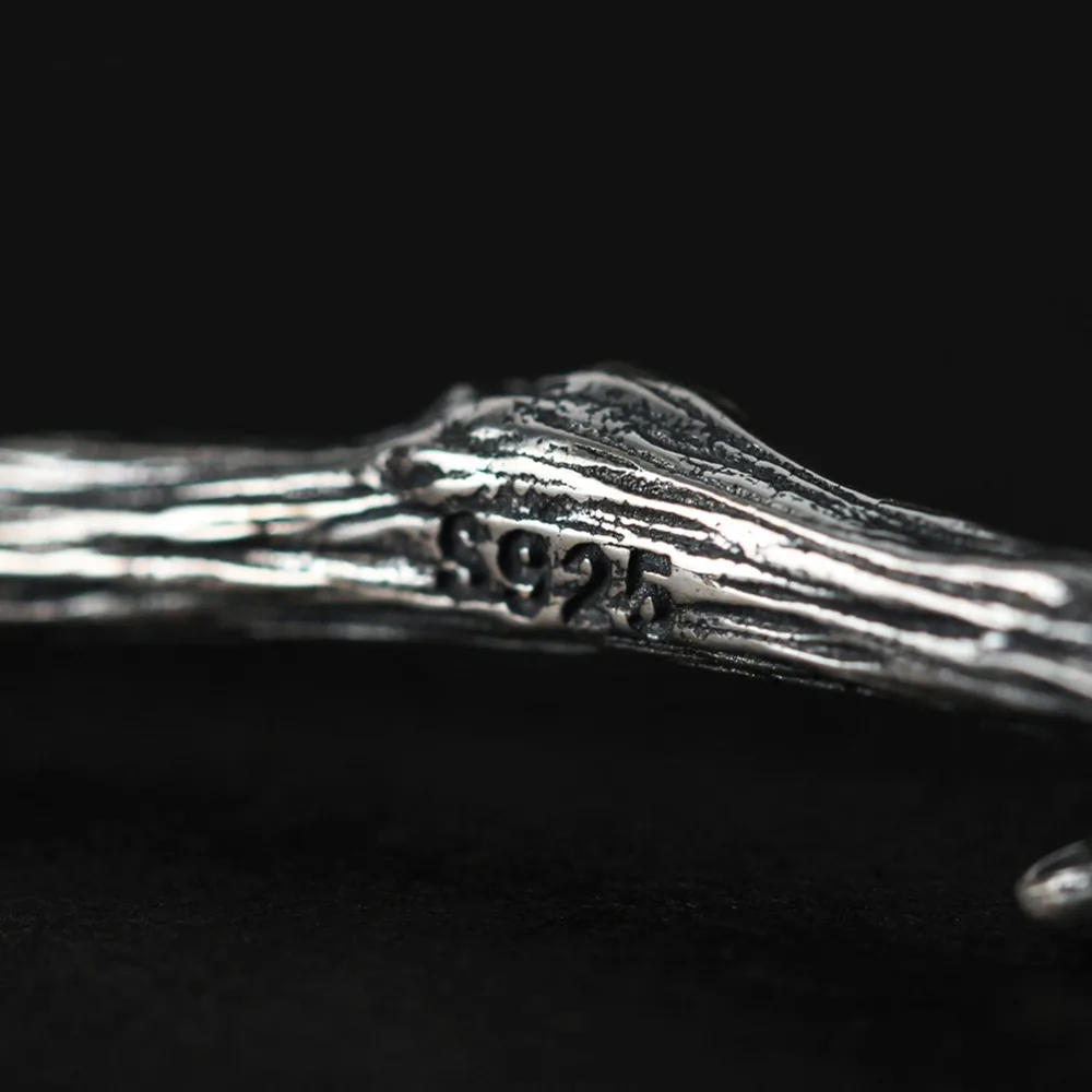 Lotus Fun реальные 925 Серебро Природный ручной Fine Jewelry Птица на ветке регулируемый браслет для женщин Bijoux