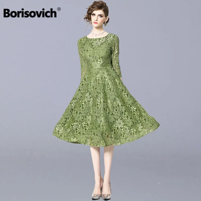 Женское винтажное кружевное платье Borisovich длинное Повседневное трапециевидной