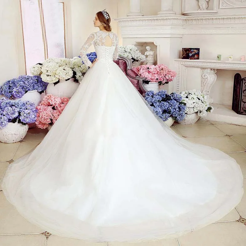 Женское свадебное платье It's yiiya белое кружевное с V образным вырезом длинным