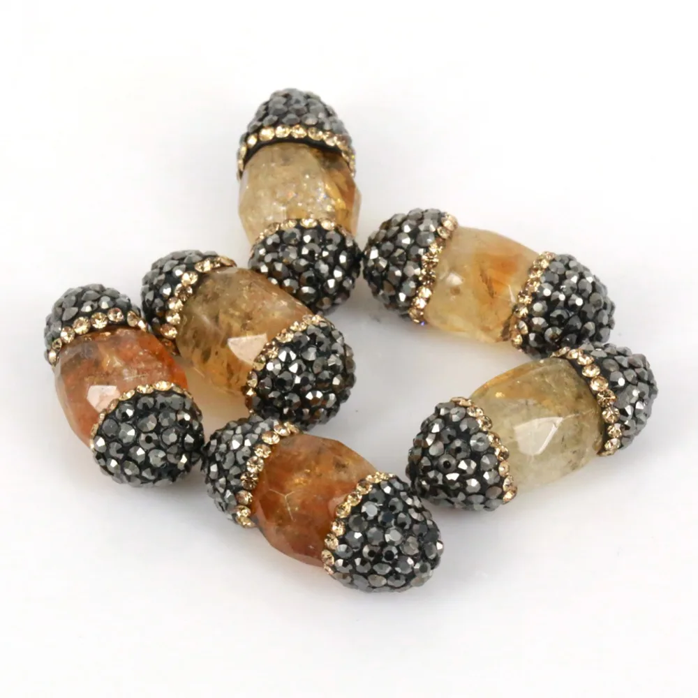 

10 шт./лот фурнитура для сережек-подвесок лимонный Кристалл Друза детали для сережек со стразами