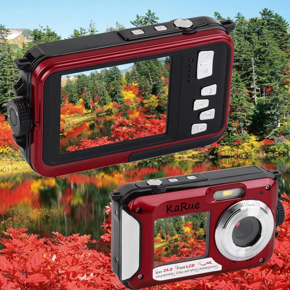 

W599 Professional Camera 24 MP 2.7inch 3MP CMOS Front Rear Dual-screen Digital Cameras Waterproof Compact Camera