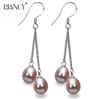 fashion simple pearl earrings jewelry double pearl earrings long earrings for women bohemian 925 sterling silver drop earrings