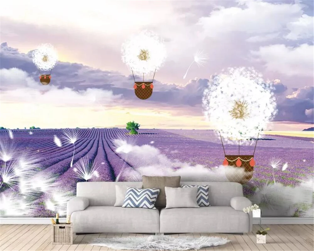 

Beibehang Custom 3d wallpaper Lavender hot air balloon background wall decorative painting wall papers home decor papel tapiz