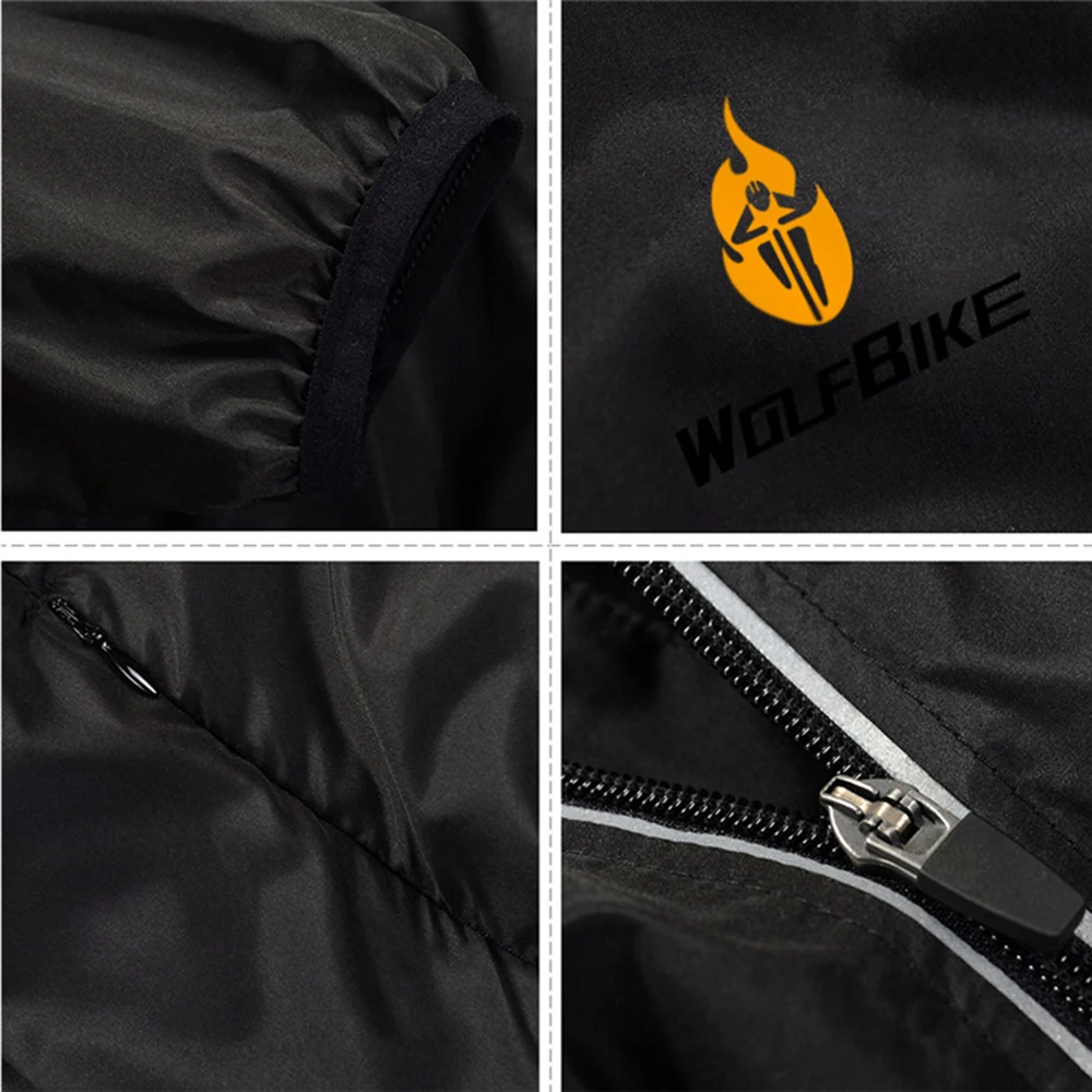 WOLFBIKE Bicycle Cycling Jackets Men Women Windproof Waterproof Cycle Clothing Bike Long Sleeve Jerseys Sleevless Vest Wind Coat