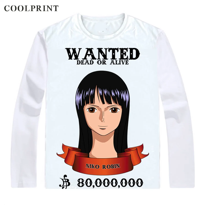 COOLPRINT цельные Футболки с длинным рукавом рубашки Аниме Манга Wan Pisu соломенная