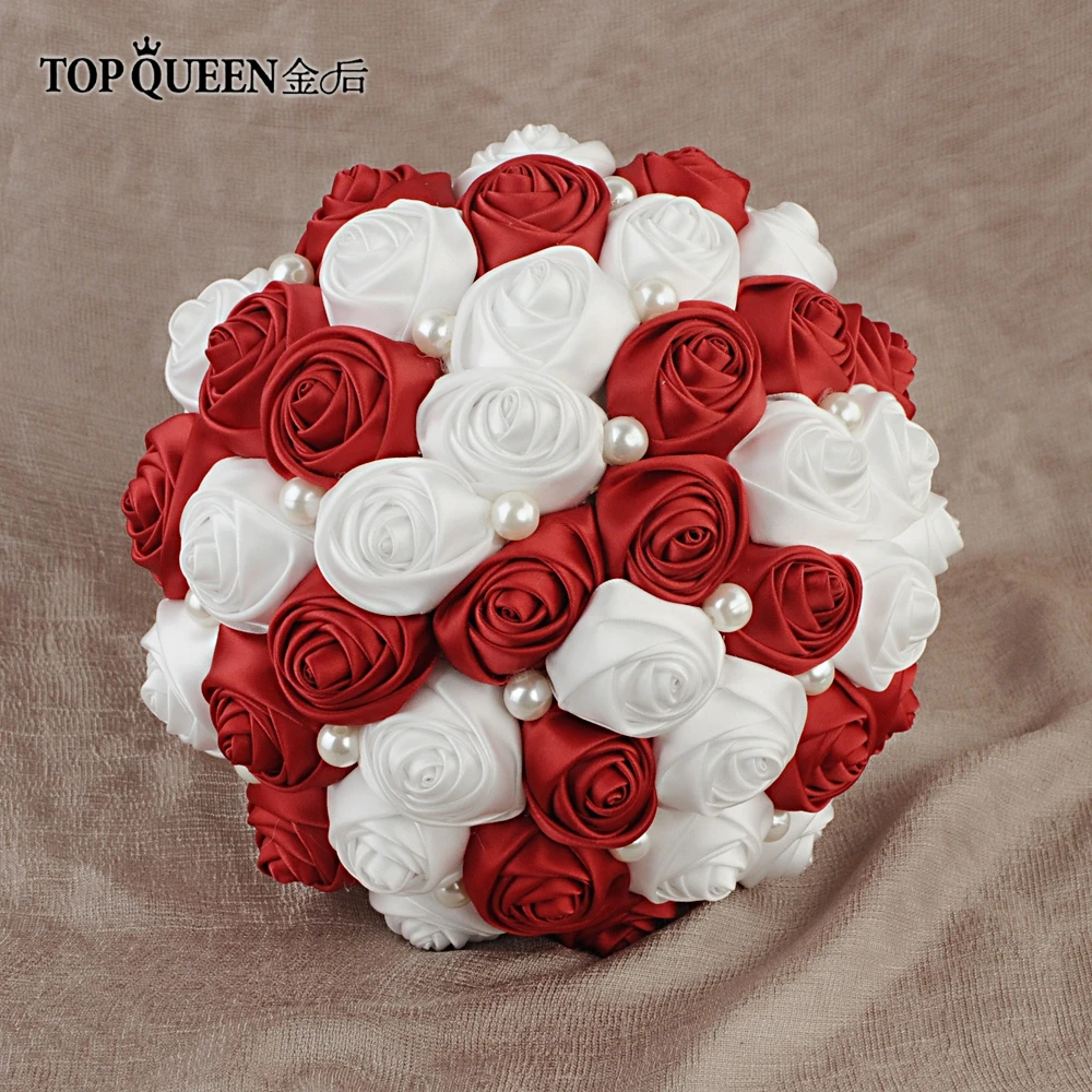 TOPQUEEN F4-WRD цветок Свадебный букет невесты с искусственными розовыми цветами розы цвет может настроить любые цвета свадебный букет