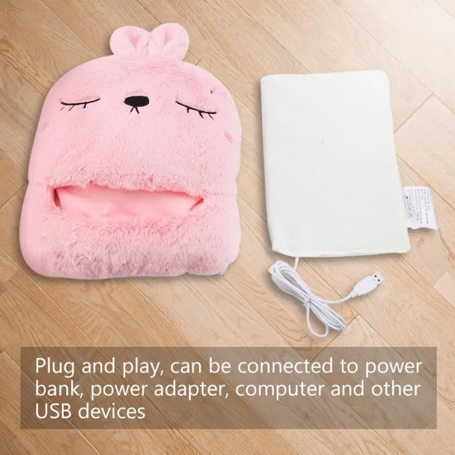 Зимний теплый USB обогреватель для ног, модный мультяшный кролик, Электрический нагрев тапочек, обувь для дома, путешествия, электрический ручной нагреватель