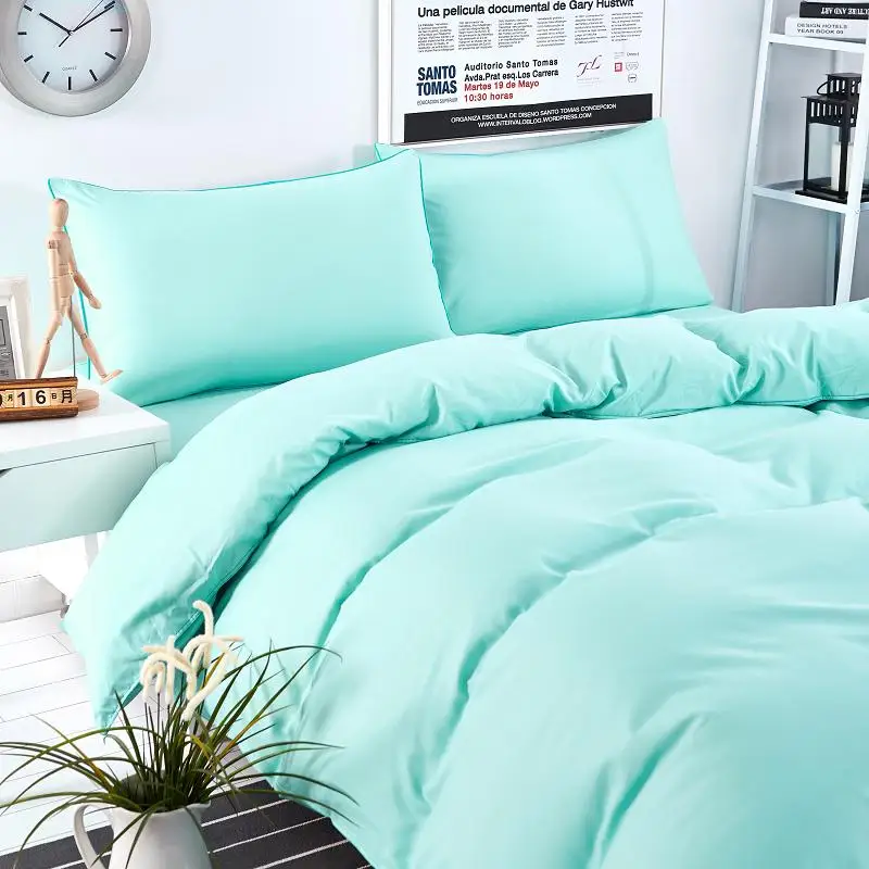 Домашний Текстиль Голубой Сплошной Цвет Постельные Принадлежности 3/4 Шт. Король