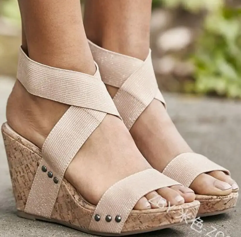 Женские босоножки на платформе и каблуке Chaussure женская летняя обувь с открытым