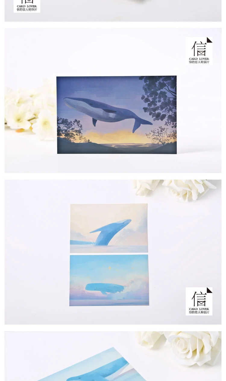 30 шт Kawaii Whale открытка s Hayao Miyazaki масляная открытка-Картина милый мультфильм поздравительная открытка подарок на день рождения