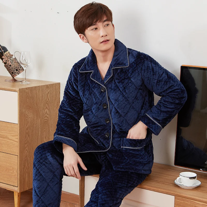 J & q/Новые пижамы Hombre Invierno зимняя Пижама Pyama Mannen однотонная Домашняя одежда