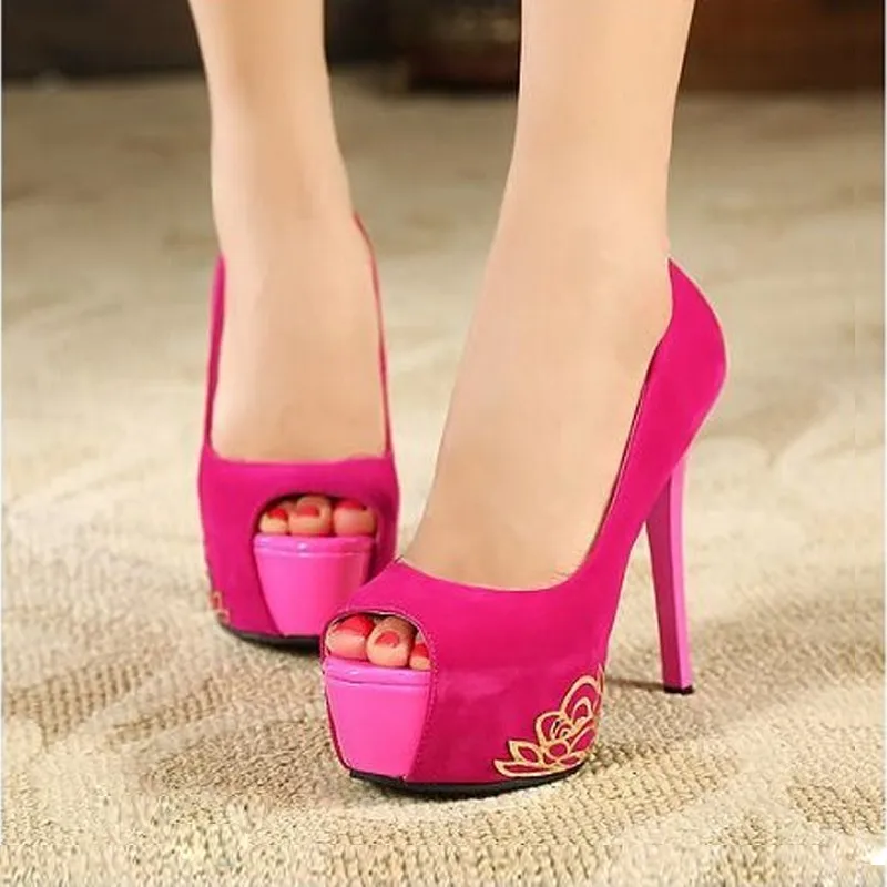 Женщины стилет peep toe элегантный высокий каблук насосы сексуальная мода леди