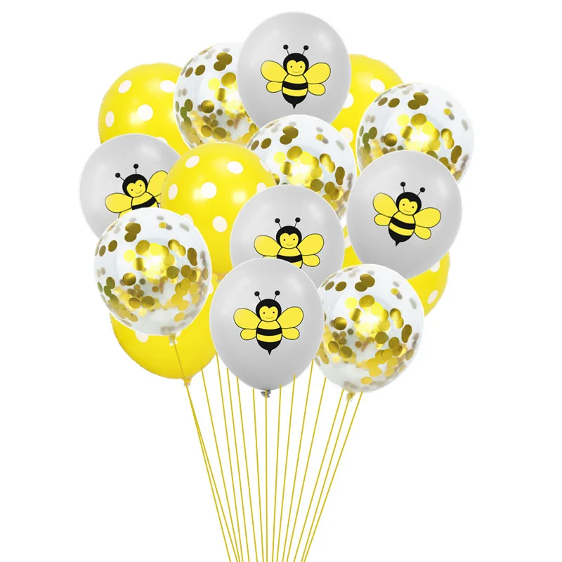 Honey Bee Party Decoration Bumble Bee Theme Balloons Polka Dot Balloons for Bee Themed Birthday Party Baby Shower Supplies