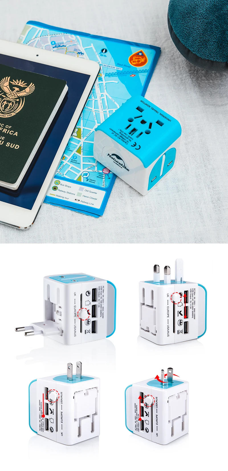 Naturehike все в одном Универсальный международный Переходник USB World Путешествия зарядное устройство адаптер AU US UK EU конвертер табурет