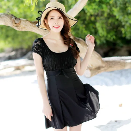 

L-5XL Lace Up Super Plus Size Skirt Swimwear One Piece Swimsuit Big Women Swimwears Solid Beach Clothes
