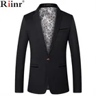 Riinr мужской модный брендовый блейзер в британском стиле, повседневный приталенный пиджак, мужские блейзеры, мужское пальто Terno Masculino размера плюс 5XL