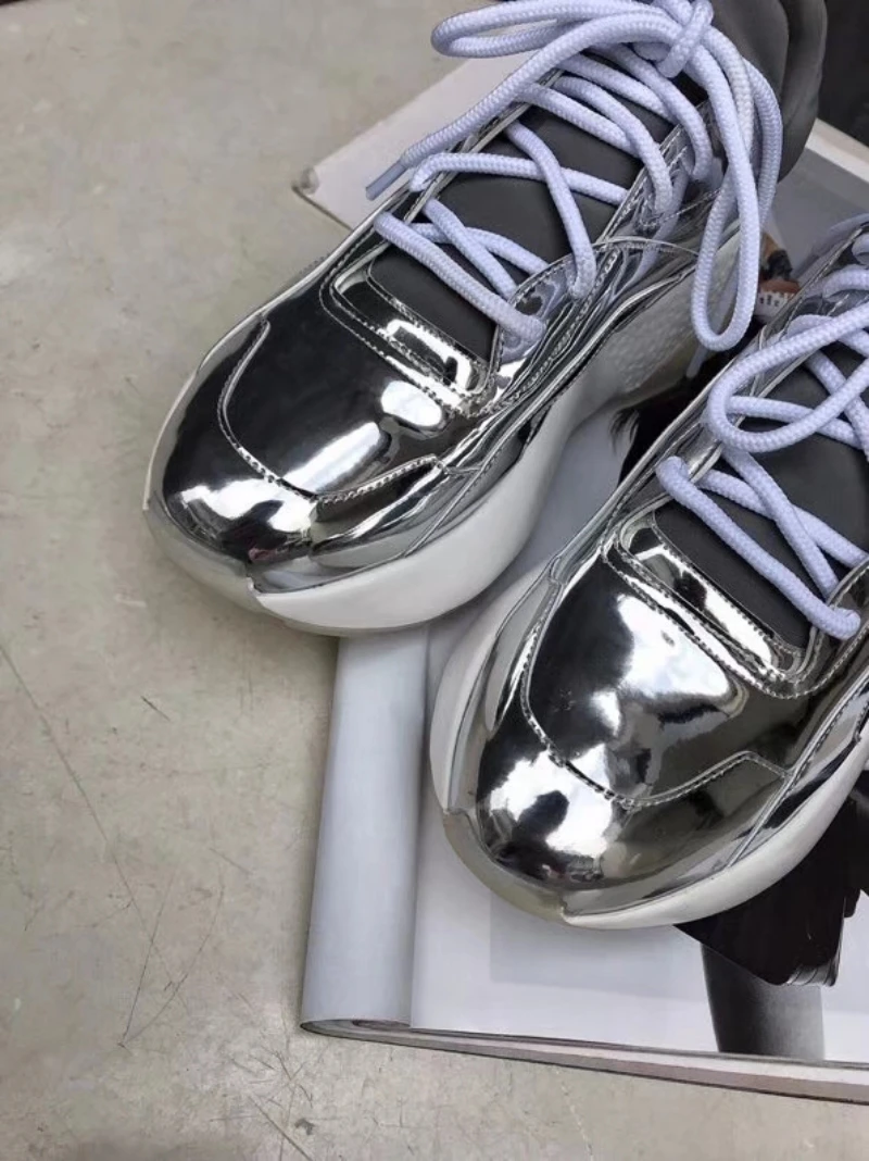 Высококачественные уличные спортивные кроссовки для женщин; zapatillas mujer; спортивная обувь из натуральной кожи на шнуровке для бега; роскошные кроссовки на платформе