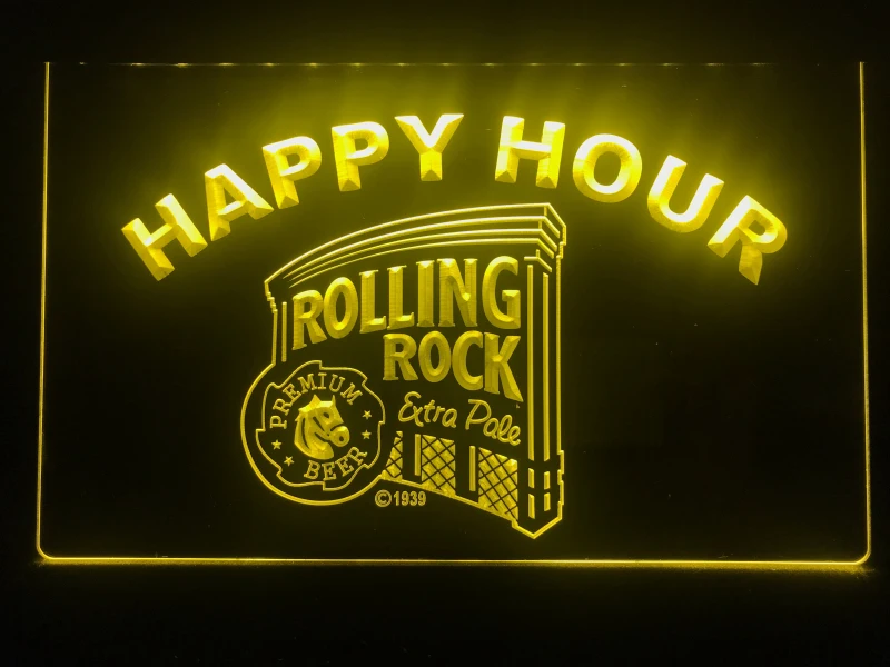 607 Rolling Rock пиво Счастливый час бар со светодиодным неоновым световым знаком | Дом и