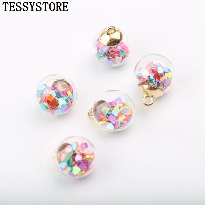 16 мм прозрачный стеклянный шар небольшой кулон с маленьким любящим сердцем