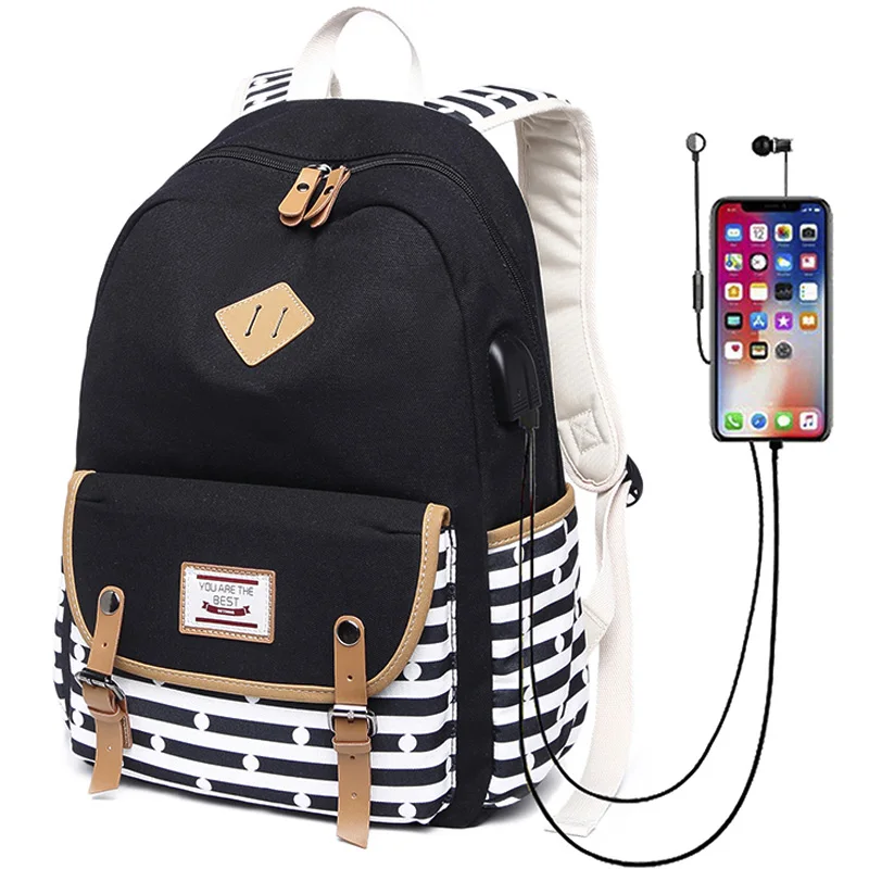 

Canvas Travel Laptop Backpacks Womens College Backpack School Bag for girsl and boys 15 inch USB Daypack Outdoor
