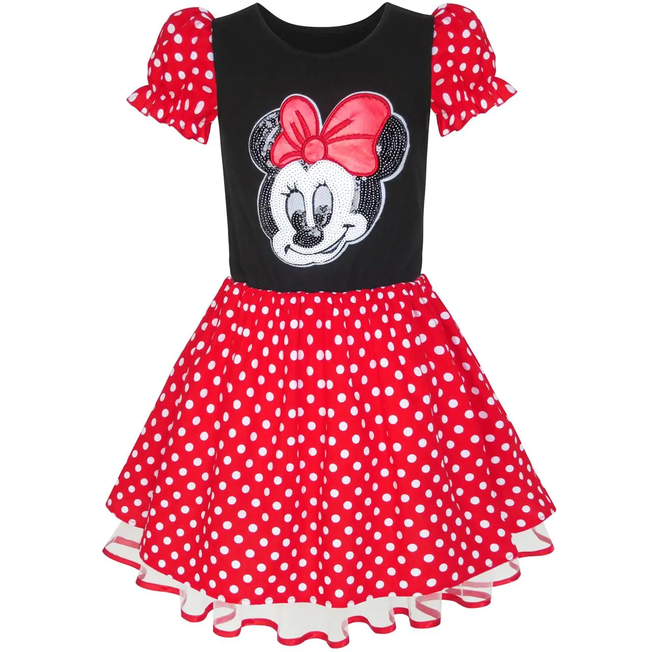Sunny Fashion платья для девочек платье Солнечный Мода Мультфильм красный Белый Точка