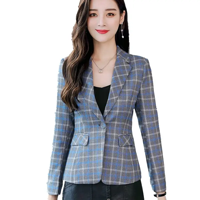 

New Fashion Elegant Women Suit Coat Comfortable High-quality Plaid Office Lady Style Casual Jacket