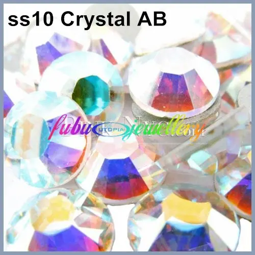 Бесплатная доставка! 1440 шт./лот SS10 (2.7-2.9 мм) crystal AB плоской задней Дизайн ногтей не